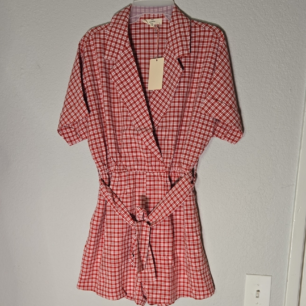 Entro Red Plaid Jumpsuit - Picture 3 of 7